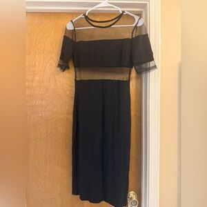 Elegant Black Sheer Panel Dress
